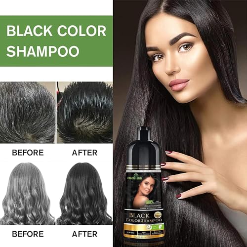Combo Pack-2pcs Herbishh Hair Color Shampoo for Gray Hair+ 1pc Argan Intense Hair Mask- Hair Dye Shampoo – Colors Hair in Minutes – Long-lasting color– 500 Ml –Stimulates Dry Frizzy Hair (Black) - Image 8