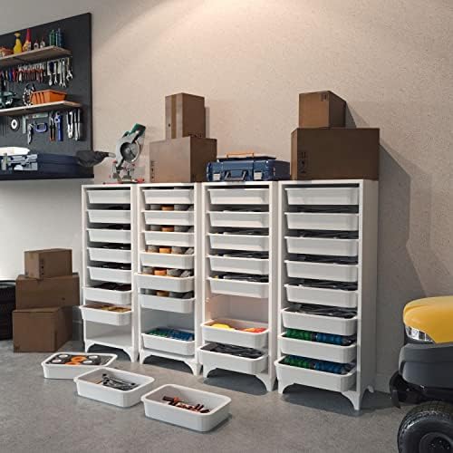 Comfyt White Dresser, Closet Organizers and Storage, Storage Cabinet Bins, Drawers, Building Blocks Storage, 8 Shelf Wood Bathroom Office Kitchen Garage Pantry Organizer Chest Shelf Shoe Rack - Image 5