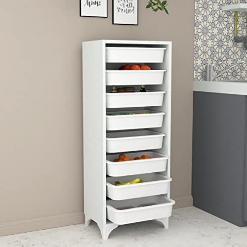 Comfyt White Dresser, Closet Organizers and Storage, Storage Cabinet Bins, Drawers, Building Blocks Storage, 8 Shelf Wood Bathroom Office Kitchen Garage Pantry Organizer Chest Shelf Shoe Rack - Image 6