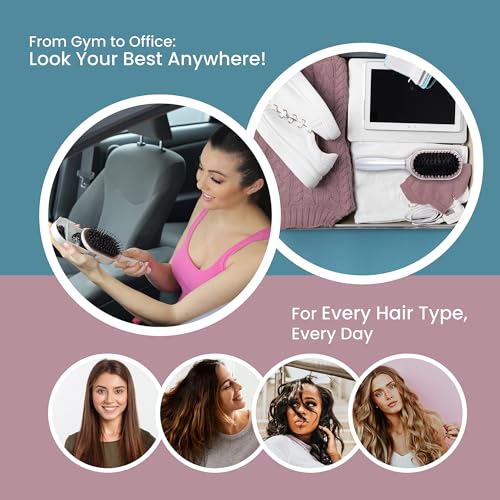 Compact Travel Hair Brush Set for Girls with 30 Accessories Wet/Dry Use Storage Case - Image 4