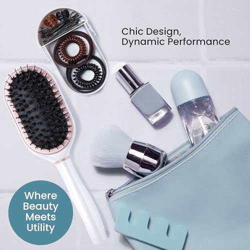 Compact Travel Hair Brush Set for Girls with 30 Accessories Wet/Dry Use Storage Case - Image 3