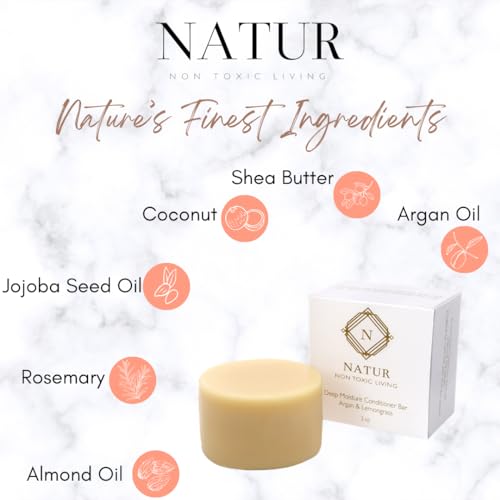 Conditioner Bar - Salon Quality | Natural Ingredients, Non-Toxic, Vegan, Paraben-Free, Zero Waste | Essential Oils, Promotes Hair Repair & Care | Argan & Lemongrass 3 oz - Image 4