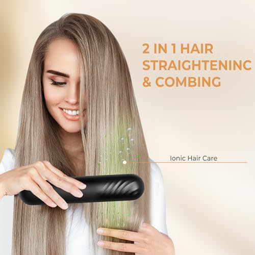 Rechargeable Mini Hair Straightener Brush 410°F, 5000mAh Capacity Portable Hot Comb for Women - Image 6