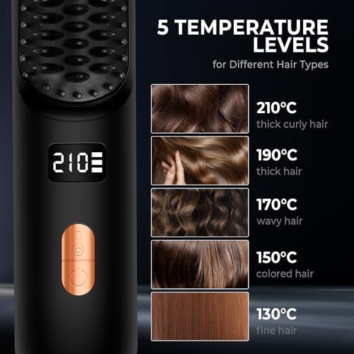 Rechargeable Mini Hair Straightener Brush 410°F, 5000mAh Capacity Portable Hot Comb for Women - Image 5