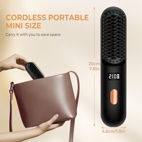 Rechargeable Mini Hair Straightener Brush 410°F, 5000mAh Capacity Portable Hot Comb for Women - Image 8