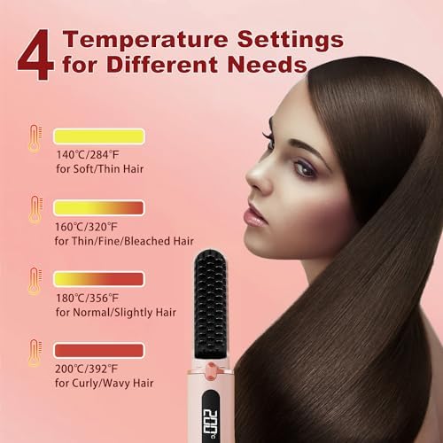 Cordless Rechargeable Hair Straightener Brush for Women, Fast Heating, Portable USB Design - Image 4