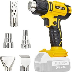 DeWALT 20V Cordless Heat Gun Kit with 5 Nozzles and Dual Temperature Settings