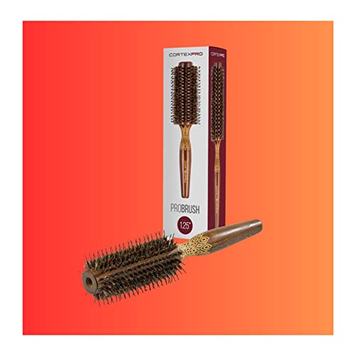 Cortex Beauty 1.25 Inch Round Boar Bristle Brush with Heat-Responsive Nylon Bristles