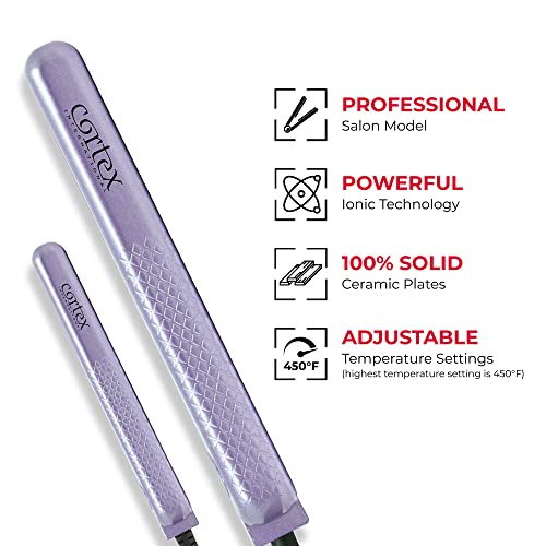 Cortex International Lavender Duo Flat Irons 100% Ceramic Plates 1.25 and 0.5 Inch Set - Image 4