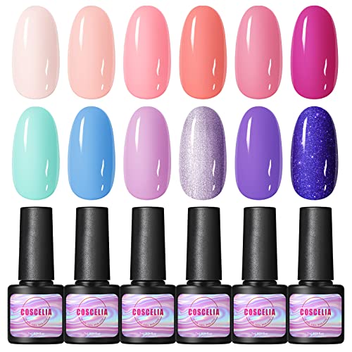 COSCELIA 7ML Blue & Pink Gel Nail Polish Set for Professional Salon & Home Use
