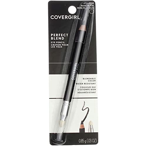 CoverGirl Perfect Blend Eye Pencil, Basic Black [100], 0.03 oz (Pack of 10)