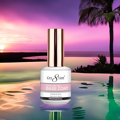 Cre8tion Soak Off Gel Base Coat - Base Coat Nail Polish | Chip Resistant & Fast Drying - 15ml (0.5 fl oz) - Image 8