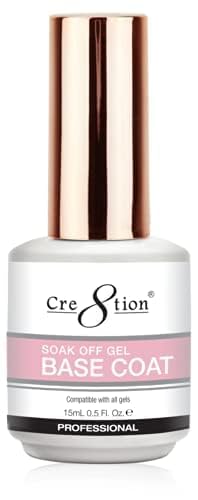 Cre8tion Soak Off Gel Base Coat - Base Coat Nail Polish | Chip Resistant & Fast Drying - 15ml (0.5 fl oz)