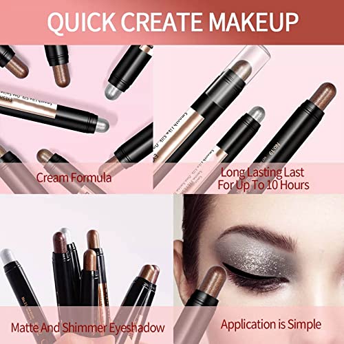 Cream Eyeshadow Stick Eye Shadow Pen Shimmer Eyeshadow Makeup Eye Highlighter Multi-Dimensional Eye Looks Long Lasting High Pigmented Waterproof Quick-drying One-Swipe Coverage Day Prime Deals - Image 8