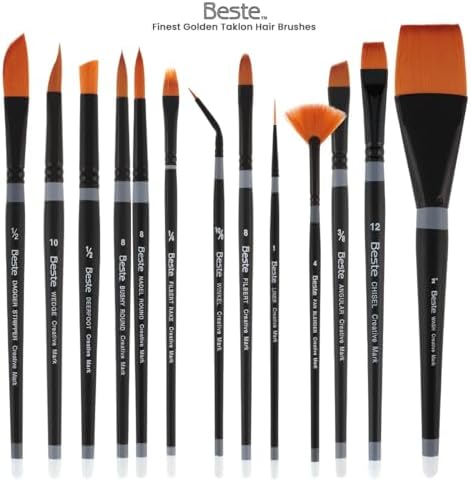 Creative Mark Beste Golden Taklon Hair Brushes - Watercolor Paint Brushes for Acrylic, Watercolor, Water-Soluble Oil, and Any Wet Paint - Nadel Round - 4 - Image 6