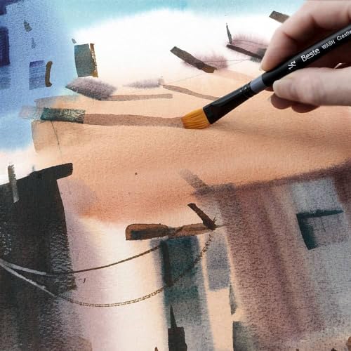 Creative Mark Beste Golden Taklon Hair Brushes - Watercolor Paint Brushes for Acrylic, Watercolor, Water-Soluble Oil, and Any Wet Paint - Nadel Round - 4 - Image 4