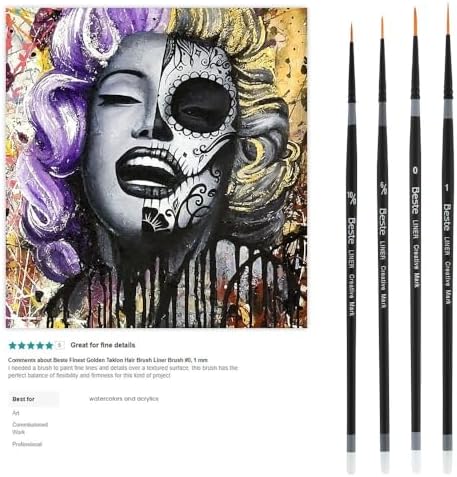 Creative Mark Beste Golden Taklon Hair Brushes - Watercolor Paint Brushes for Acrylic, Watercolor, Water-Soluble Oil, and Any Wet Paint - Nadel Round - 4 - Image 7
