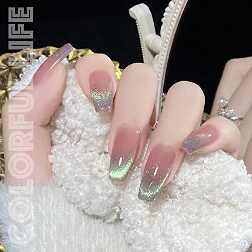 Crystal Cat Eye Gel Polish Kit 9D Holographic Magnetic Nail Art Diamond Green - Image 2