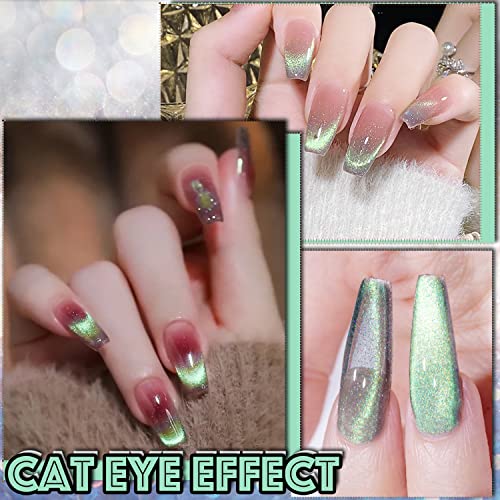 Crystal Cat Eye Gel Polish Kit 9D Holographic Magnetic Nail Art Diamond Green - Image 4