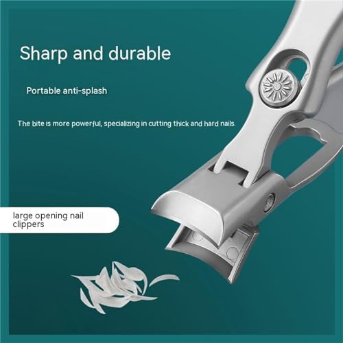 Cumulus Stainless Steel Large Anti-Splash Nail Clipper Set with Catcher Silver - Image 5
