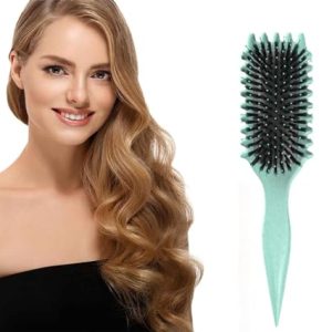 Curl Defining Brush, 2024 NEW Curly Hair Brush,Boar Bristle Hair Brush Styling Brush for Detangling,Curl Define Styling Brush,Shaping & Defining Curls for Women Less Pulling and Easy Styling (B)