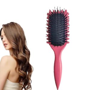 Curl Defining Brush, 2024 Newest Boar Bristle Hair Brush Styling Brush, Curly Hair Brush, Curl Define Styling Brush, Shaping & Defining Curls for Women Gifts for Women (Pink 1PCS)