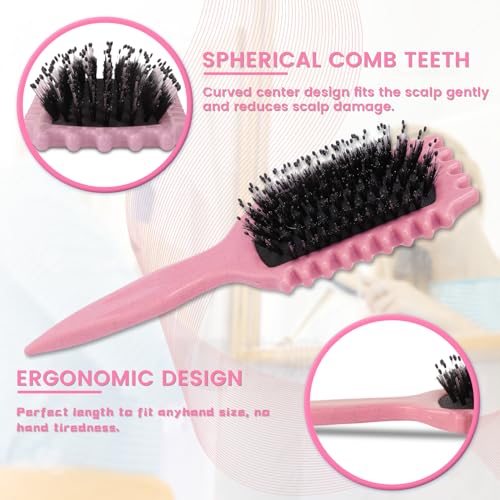 Curl Defining Brush, Curl Brush for Curly Hair Wet, Curly Hair Brush, Curl Define Styling Brush, Boar Bristle Hair Curling Brush Definer Detangler for Separating Clumping Detangling (Pink) - Image 3