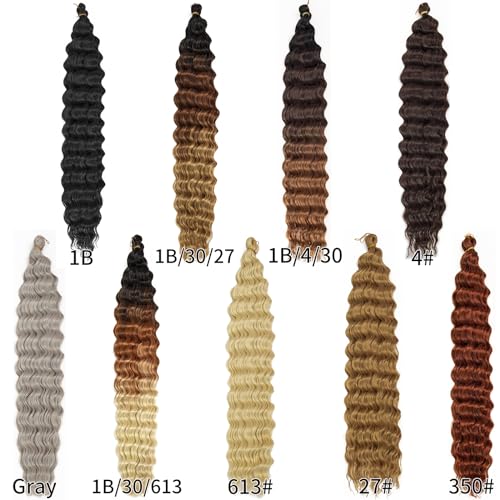 Curly Braiding Hair Ocean Wave Crochet Hair 22Inch Deep Curly Crochet Braids Wet and Wavy Braiding Hair Synthetic Crochet Hair for Black Women Human Hair ? (613#, 22 Inch (Pack of 6)) - Image 7