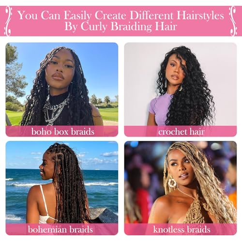 Curly Braiding Hair Ocean Wave Crochet Hair 22Inch Deep Curly Crochet Braids Wet and Wavy Braiding Hair Synthetic Crochet Hair for Black Women Human Hair ? (613#, 22 Inch (Pack of 6)) - Image 6