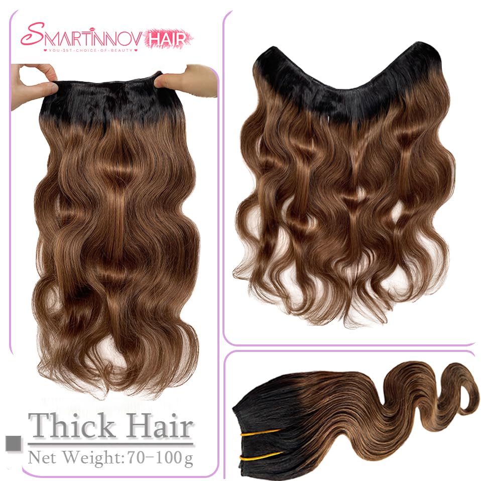 14 Inch 70g Remy Human Hair Curly Ombre Clip-in Extensions Natural Black to Caramel Brown - Image 2