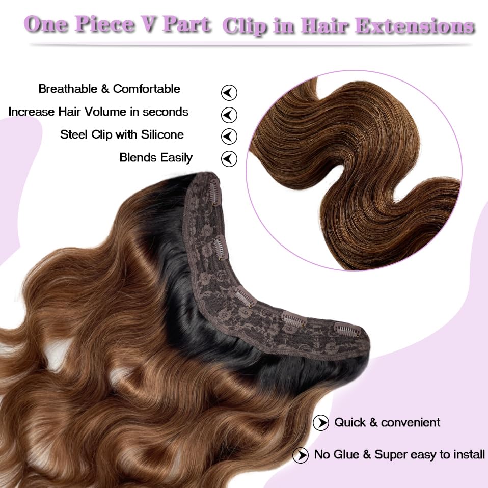 14 Inch 70g Remy Human Hair Curly Ombre Clip-in Extensions Natural Black to Caramel Brown - Image 3