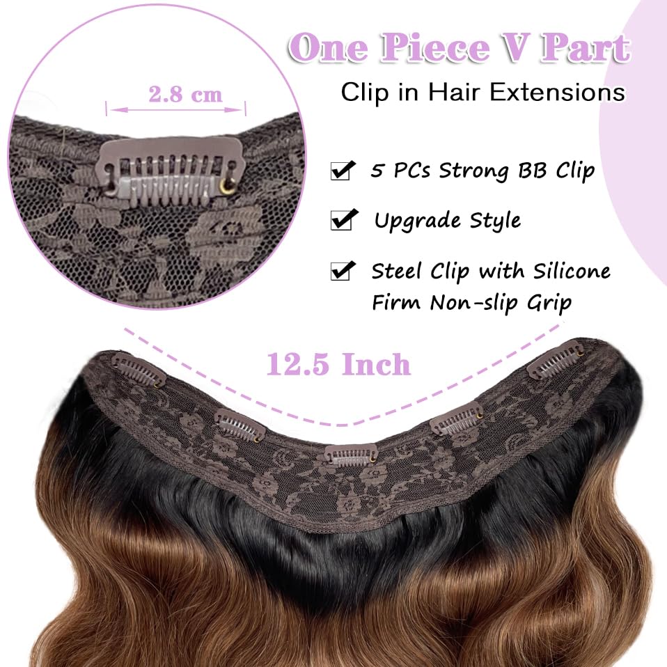 14 Inch 70g Remy Human Hair Curly Ombre Clip-in Extensions Natural Black to Caramel Brown - Image 4