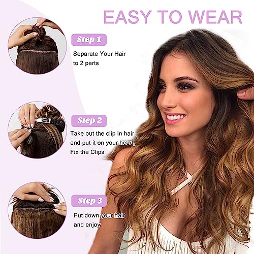 14 Inch 70g Remy Human Hair Curly Ombre Clip-in Extensions Natural Black to Caramel Brown - Image 5