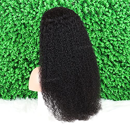 Curly Headband Wig Human Hair Wigs for Black Women - Brazilian Virgin Hair Kinky Curly Wig Headband - Glueless None Lace Front Wigs Human Hair 150% Density Natural Black (16 Inch) - Image 4