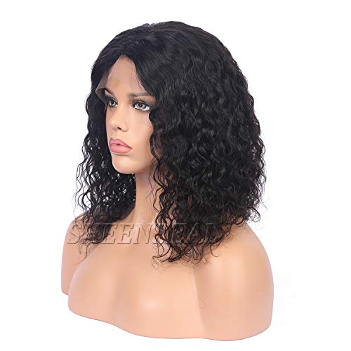 Curly Human Hair Lace Front Wigs Bob Style Brazilian Virgin Human Hair Wigs Pre Plucked with Baby Hair Glueless Lace Wig for Women (12 Inch) - Image 4