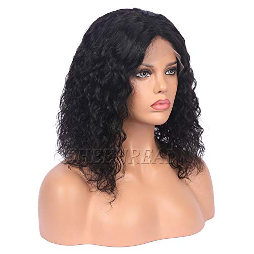 Curly Human Hair Lace Front Wigs Bob Style Brazilian Virgin Human Hair Wigs Pre Plucked with Baby Hair Glueless Lace Wig for Women (12 Inch) - Image 3