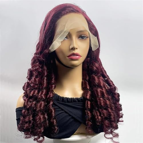 Curly Lace Front Wig Loose Wave 13X4 Lace Front Human Hair Wigs With Baby Hair Remy Transparent Lace 99J 22inches#250 Density#4x4