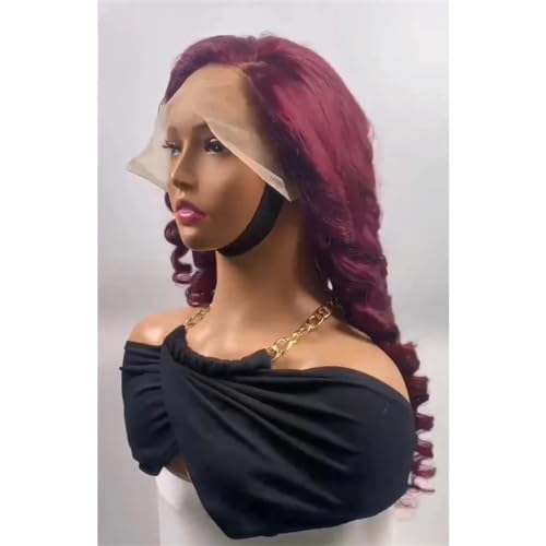 Curly Lace Front Wig Loose Wave 13X4 Lace Front Human Hair Wigs With Baby Hair Remy Transparent Lace 99J 22inches#250 Density#4x4 - Image 4