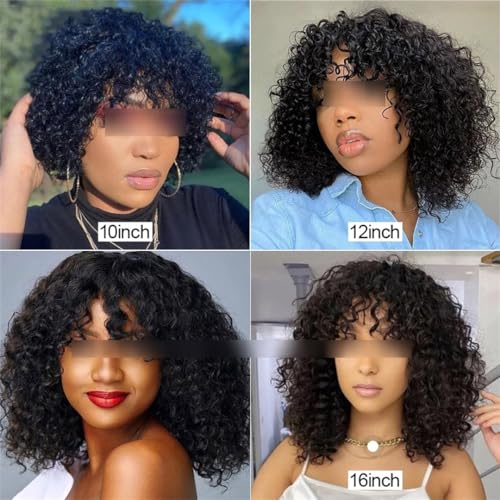 Curly Short Bob Human Hair Wigs With Bangs Brazil Short Wigs For Women Highlight Blonde Colored Human Hair Wigs P4-30-27 18inches - Image 4