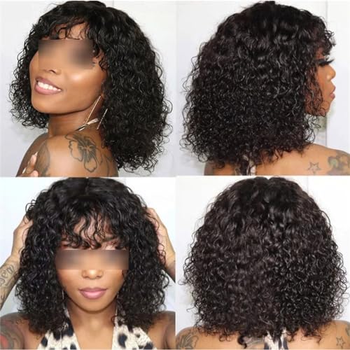 Curly Short Bob Human Hair Wigs With Bangs Brazil Short Wigs For Women Highlight Blonde Colored Human Hair Wigs P4-30-27 18inches - Image 3