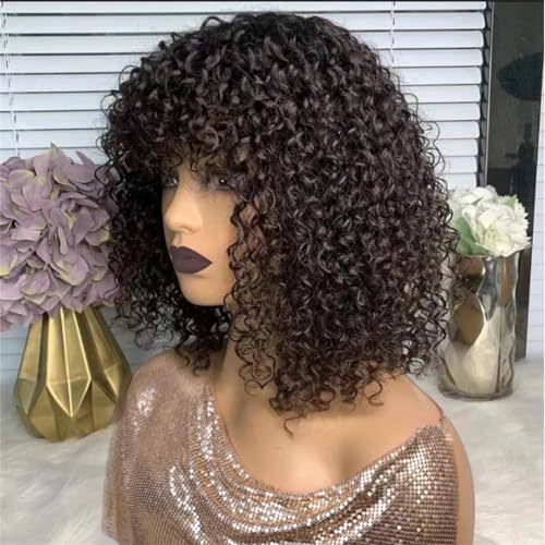 Curly Short Bob Human Hair Wigs With Bangs Brazil Short Wigs For Women Highlight Blonde Colored Human Hair Wigs P4-30-27 18inches - Image 2