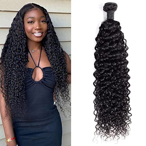 Curly Wave Human Hair Single Bundles Brazilian Virgin Hair Weave One Bundle Jerry Curly 12A Grade Unprocessed Hair Extensions Natural Black 1 Bundle 24inch 100g/pc