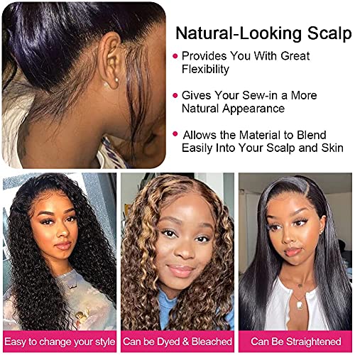 Curly Wig 13x4 Transparent Lace Front Wigs Human Hair Pre Plucked HD Lace Wig 180% Density Curly Lace Front Wigs for Black Women Human Hair Wet And Wavy 100% Virgin Hair Natural 24 Inch - Image 3