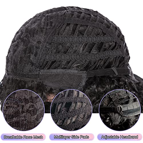 Curly Wigs for Women, 14 Inches Soft Curly Afro Wigs with Bangs,Synthetic Natural Black Curly Wigs, Curly Full Wig for Women(1B Natural Black) - Image 7