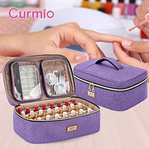 CURMIO Nail Polish Carrying Case Holds 40 Bottles (15ml/0.5 fl.oz), Nail Polish Travel Storage Bag with 2 Detachable Transparent Pouches and Portable Handle, Patented Design, Bag Only - Image 8