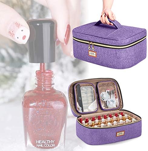 CURMIO Nail Polish Carrying Case Holds 40 Bottles (15ml/0.5 fl.oz), Nail Polish Travel Storage Bag with 2 Detachable Transparent Pouches and Portable Handle, Patented Design, Bag Only - Image 6