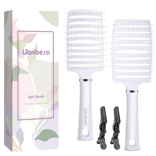 Ergonomic White Detangling Hair Brush for All Hair Types - Image 7