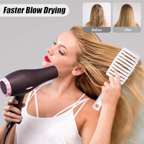 Ergonomic White Detangling Hair Brush for All Hair Types - Image 3