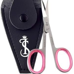 Curved Stainless Steel Eyebrow, Cuticle, Eyelash, and Nose Hair Trimmer Scissors - Small Size for Him and Her