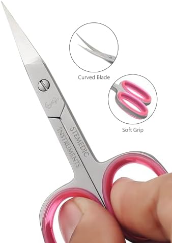 Curved Stainless Steel Eyebrow, Cuticle, Eyelash, and Nose Hair Trimmer Scissors - Small Size for Him and Her - Image 6